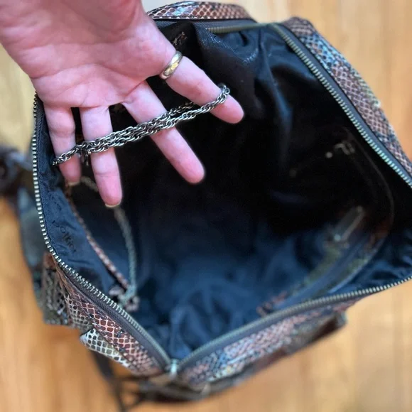 Botkier Green and Brown Satchel with Exotic Snakeskin Pattern - Picture 16 of 16